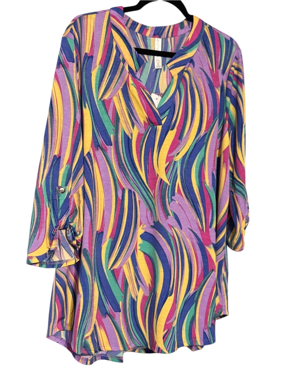 Dear Scarlett Lizzy Lavender Mardi Gras Quarter Sleeve Top NWT - Picture 8 of 10